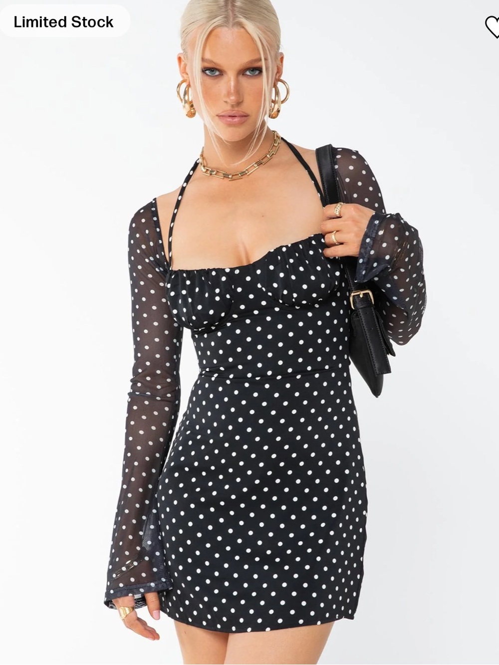 Princess Polly Black & White Polka Dot Dyer mini dress